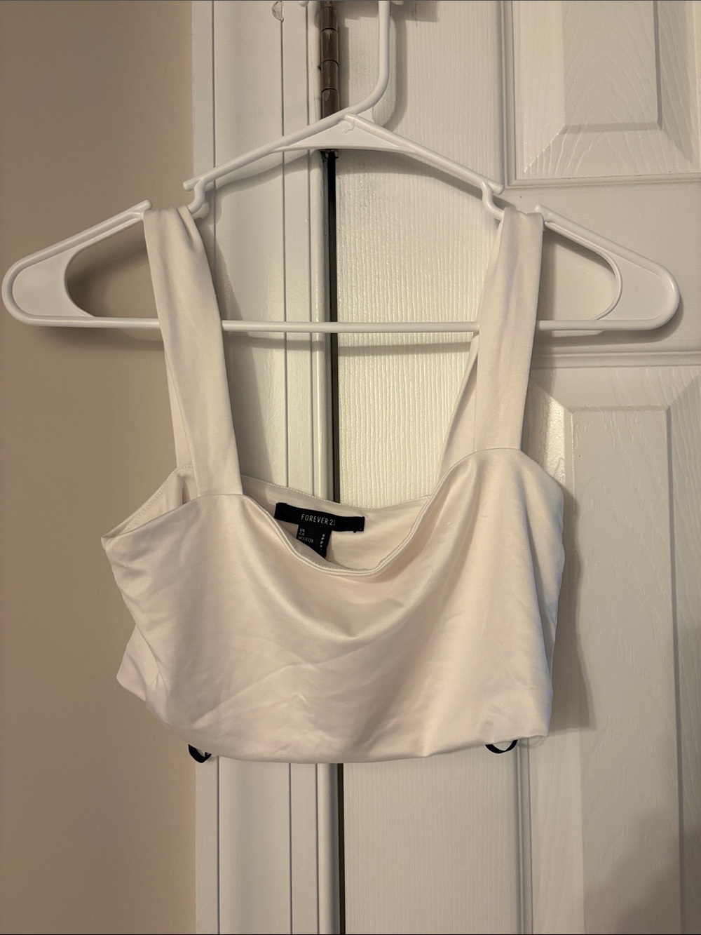 Forever 21 White 
Cropped Tank with Wide Straps